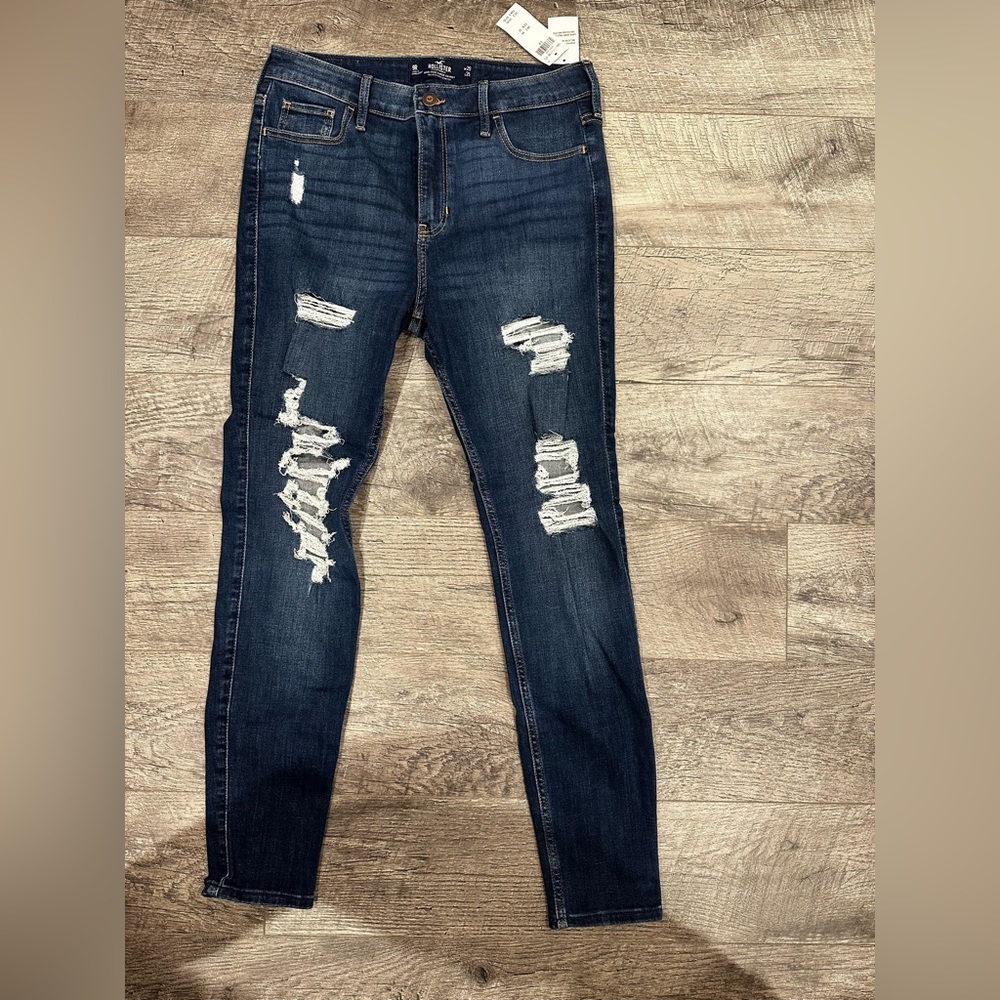 high rise blue Hollister skinny jeans